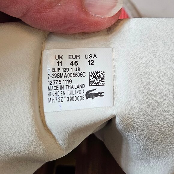 Lacoste Men's Fashion Sneakers, Salmon/Gray, Sz 12 - Picture 16 of 16